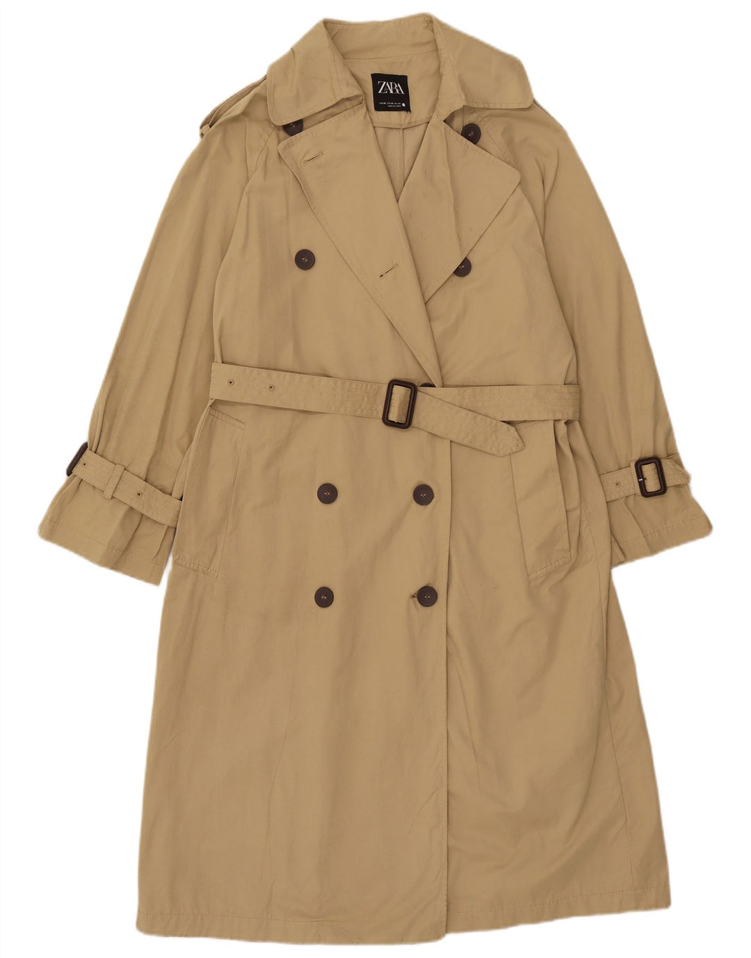 Zara Damen Übergroßer Trenchcoat UK 6 XS Beige Polyester