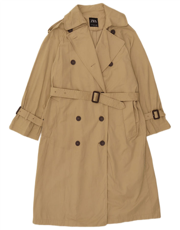 Zara Damen Übergroßer Trenchcoat UK 6 XS Beige Polyester