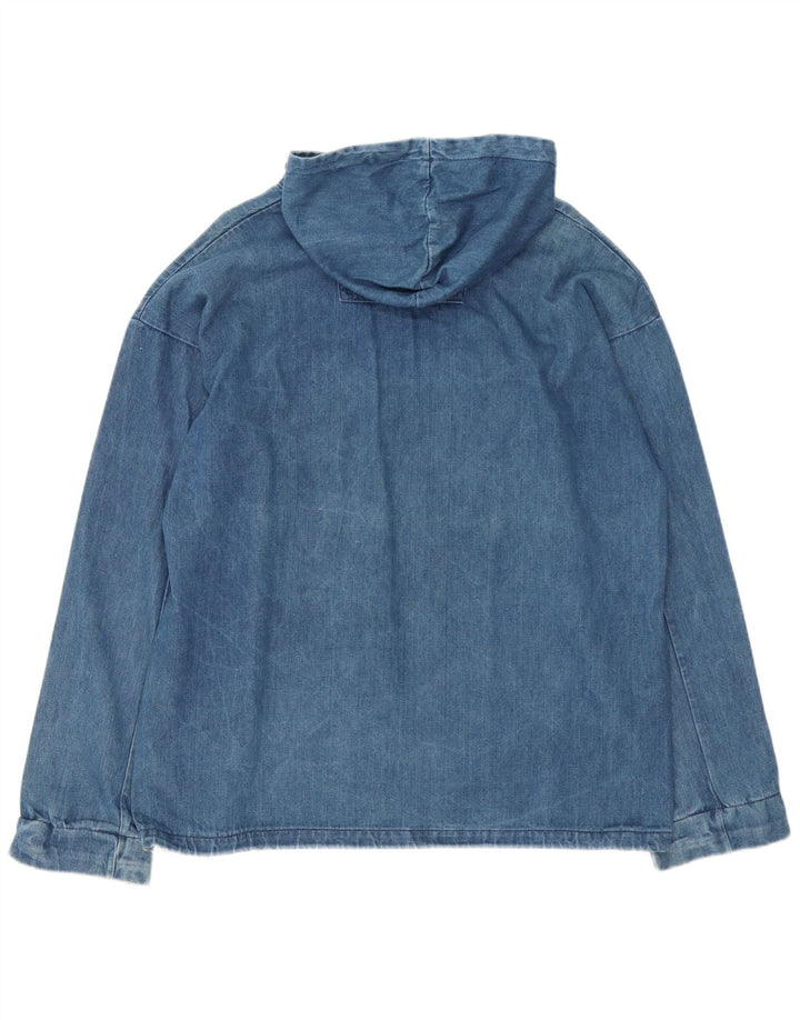 Vintage Herren Kapuzenpullover Jeansjacke UK 42 XL Blaue Baumwolle