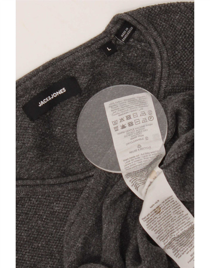 Jack & Jones Herren-Oberteil, langärmelig, groß, graue Baumwolle