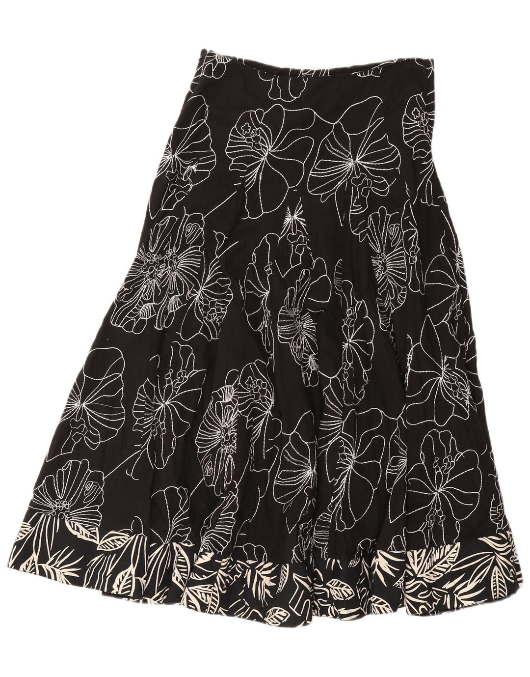 Luisa Spagnoli Damen A-Linienrock IT 44 Medium W28 Schwarz geblümt