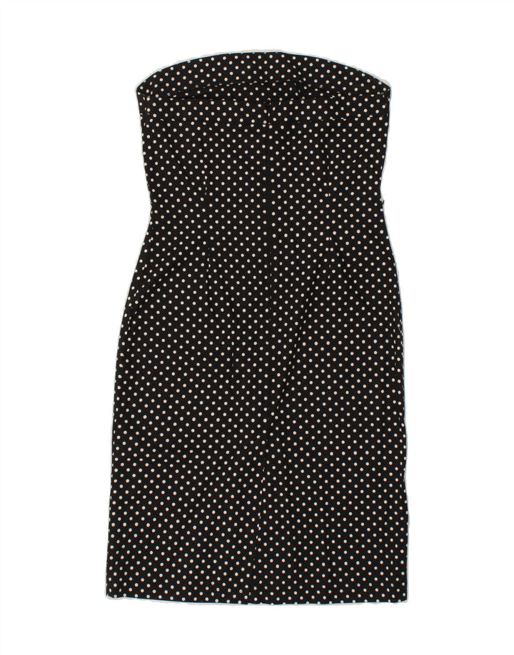 BAY Womens Strapless Dress UK 12 Medium Black Spotted Cotton Vintage Bay and Second-Hand Bay from Messina Hembry 