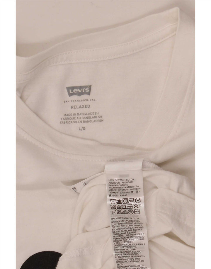 Levi's Herren-T-Shirt mit entspannter Passform, Grafik, Größe L, aus weißer Baumwolle