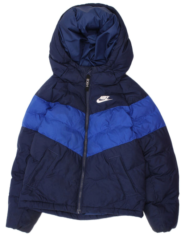 Adidas Wattierte Jacke mit Kapuze für Jungen, 6–7 Jahre, XS, Marineblau, Farbblock