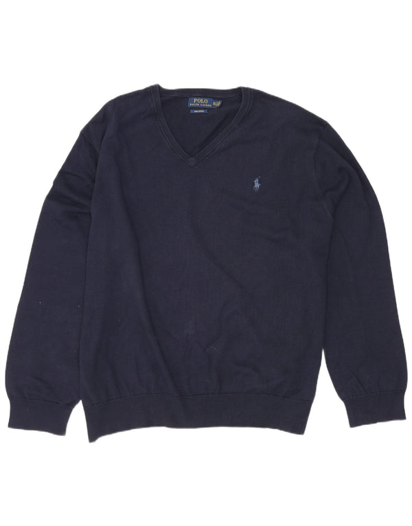 Polo Ralph Lauren Damen-Pullover mit V-Ausschnitt, UK 20 2XL, Marineblau, Baumwolle