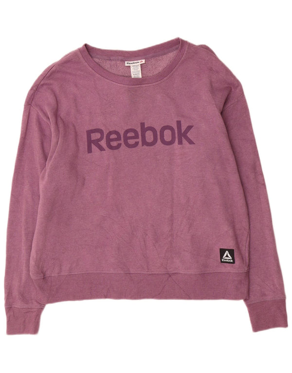 Reebok Womens Graphic Oversized Sweatshirt Pullover UK 18 XL Lila Baumwolle
