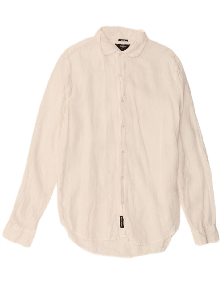 Superdry Herrenhemd XL, weißes Leinen