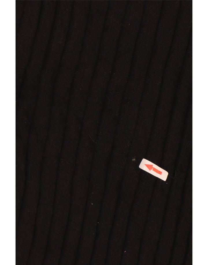 Zara Damen Crop Top Langarm UK 14 Große schwarze Baumwolle