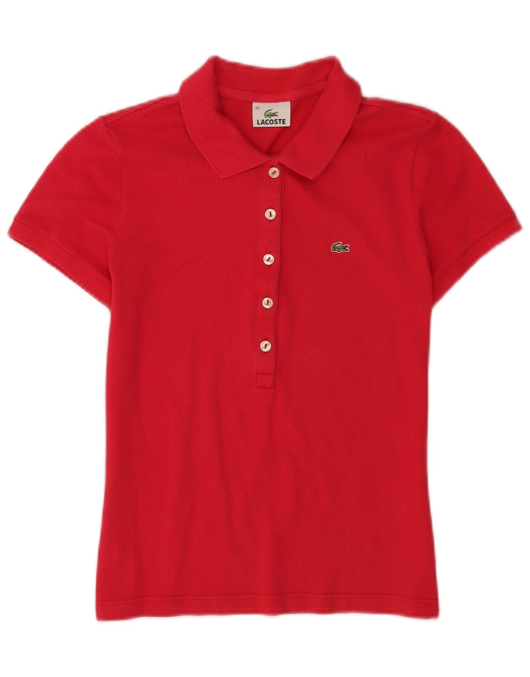 Lacoste Damen Kurzarm-Poloshirt, Größe 40, mittelrote Baumwolle