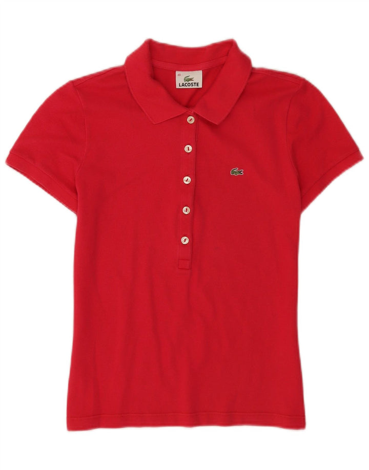 Lacoste Damen Kurzarm-Poloshirt, Größe 40, mittelrote Baumwolle