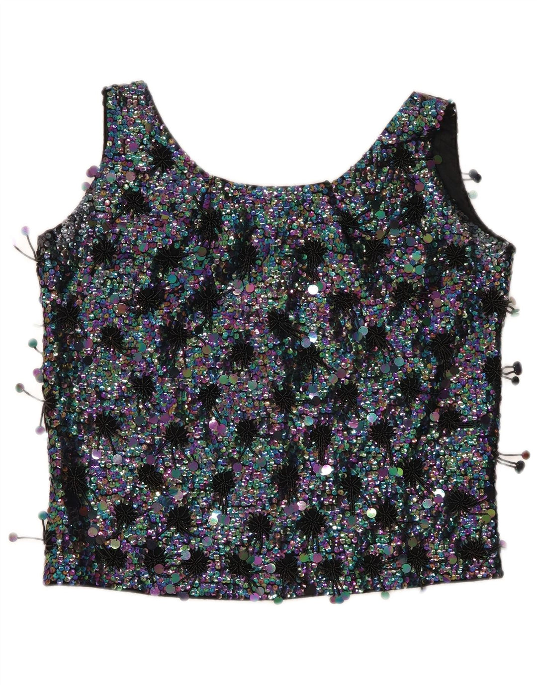MA CHERIE Crop ärmelloses Damen-Blusenoberteil IT 42 Medium Black Colourblock