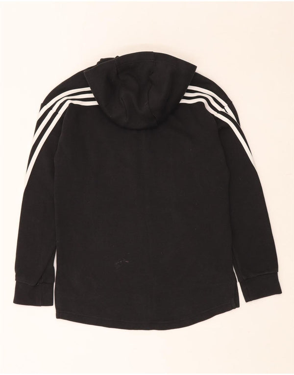 ADIDAS Jungen-Kapuzenpullover mit lockerer Passform und Reißverschluss, 14–15 Jahre, schwarze Baumwolle
