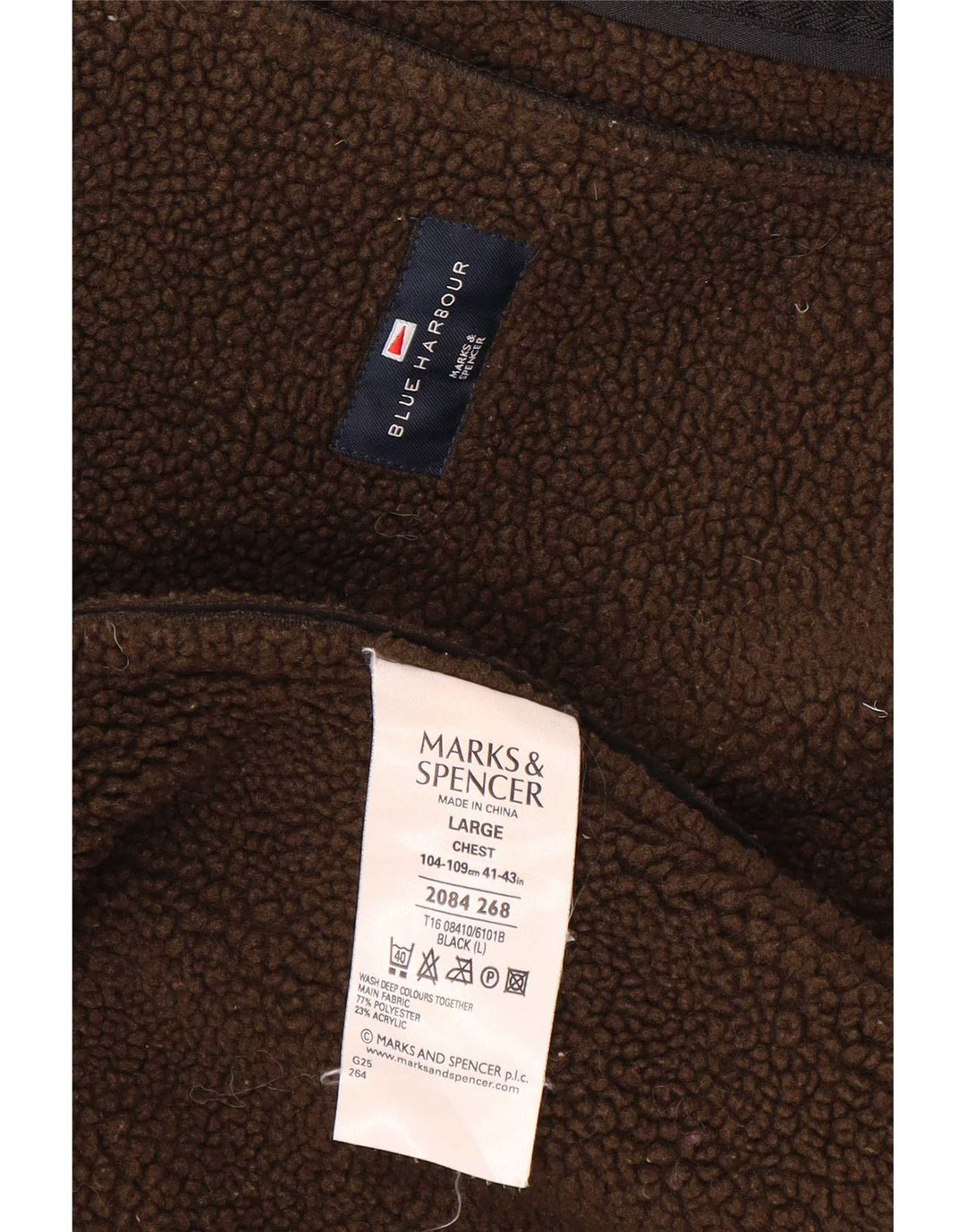 Marks & Spencer Herren Blue Harbor Sherpa Jacke UK 40 Large Schwarz Polyester