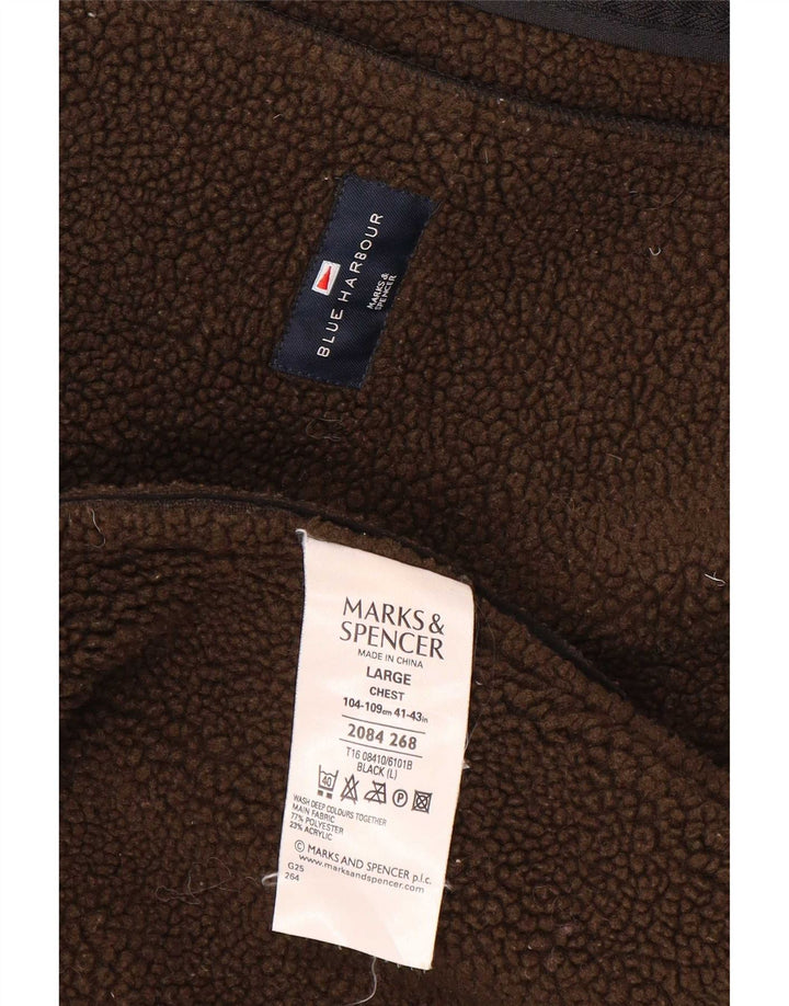 Marks & Spencer Herren Blue Harbor Sherpa Jacke UK 40 Large Schwarz Polyester