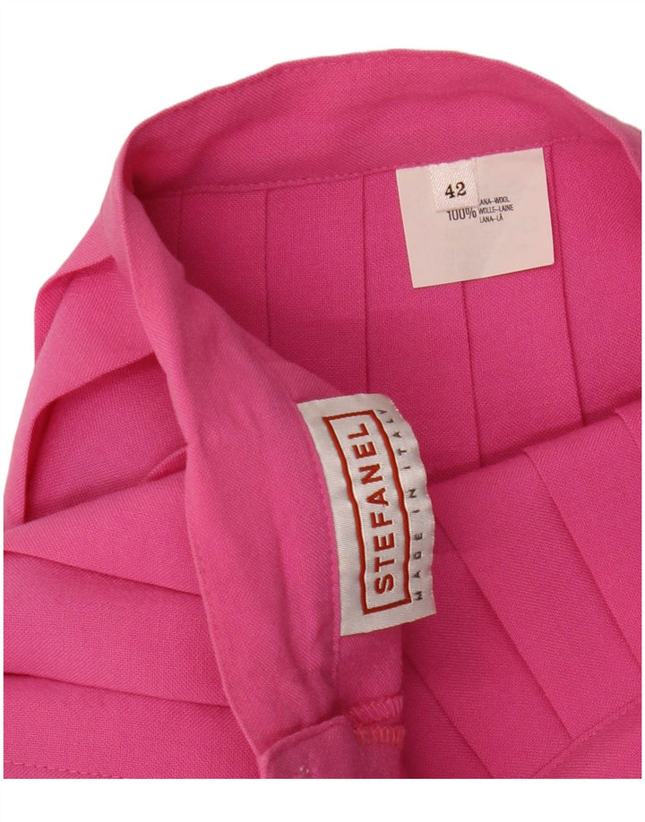 Stefanel Damen Mini-Messer-Faltenrock IT 42 Medium W25 Rosa Wolle