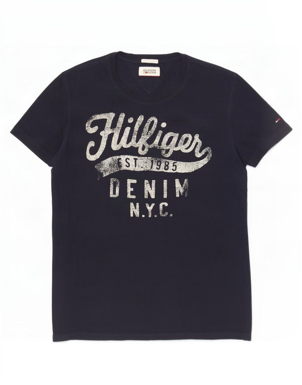 Tommy Hilfiger Herren-T-Shirt mit Grafik, groß, marineblau, Baumwolle