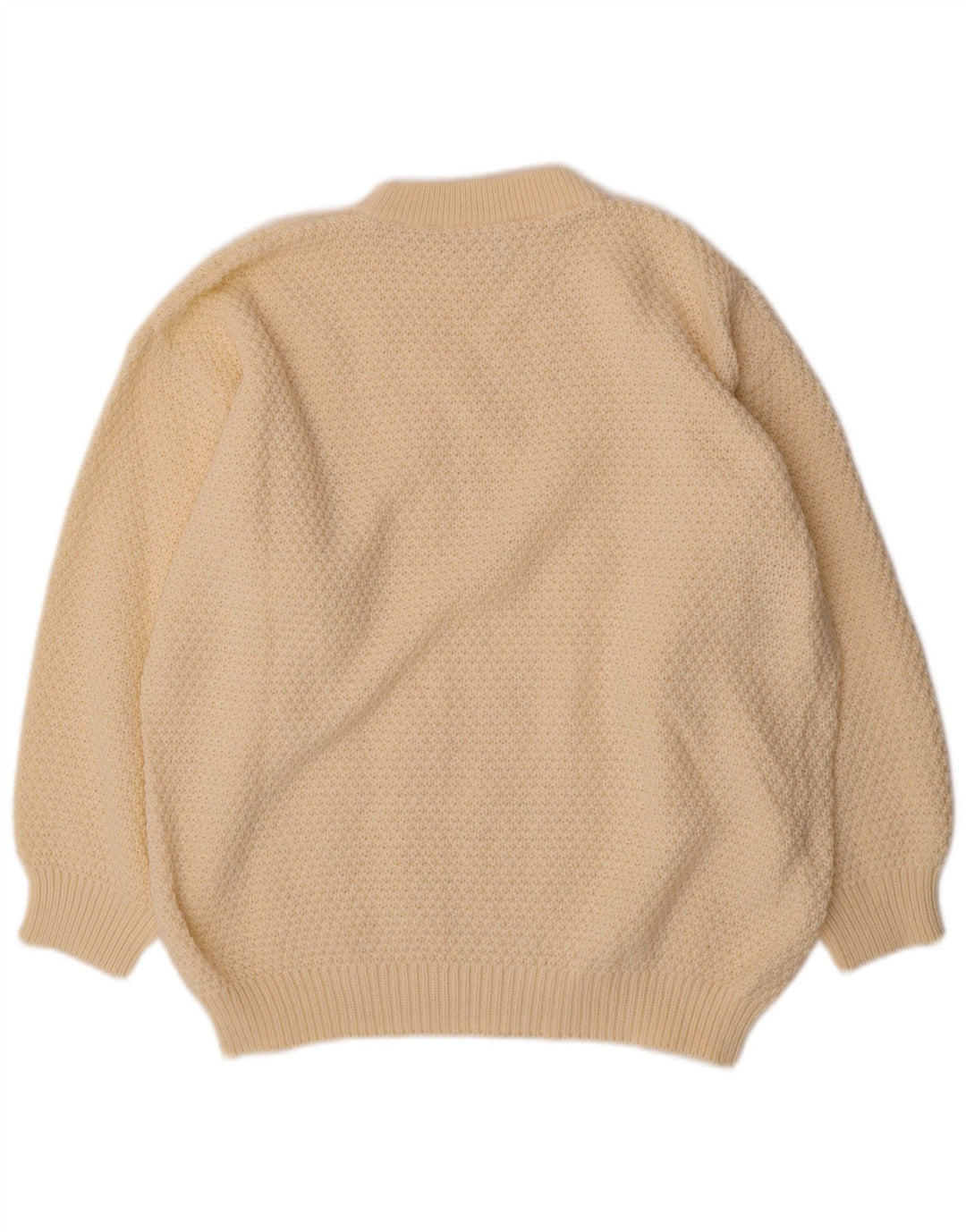 VINTAGE Damen Pullover mit Rundhalsausschnitt UK 20 2XL Off White Polyacryl