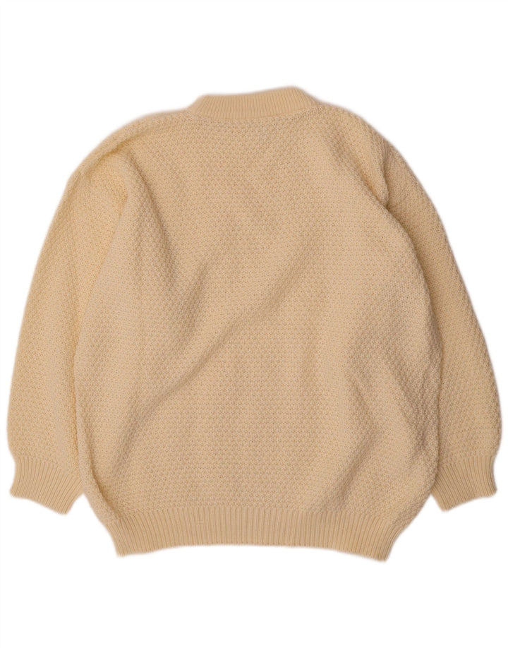 VINTAGE Damen Pullover mit Rundhalsausschnitt UK 20 2XL Off White Polyacryl