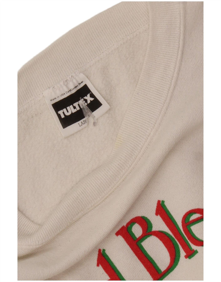 TULTEX Damen Grafik-Sweatshirt-Pullover UK 16 Large Weiße Baumwolle