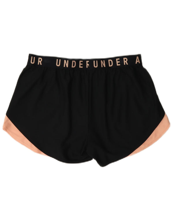 Under Armour Damen Heat Gear Graphic Sport Shorts UK 16 Large Schwarz