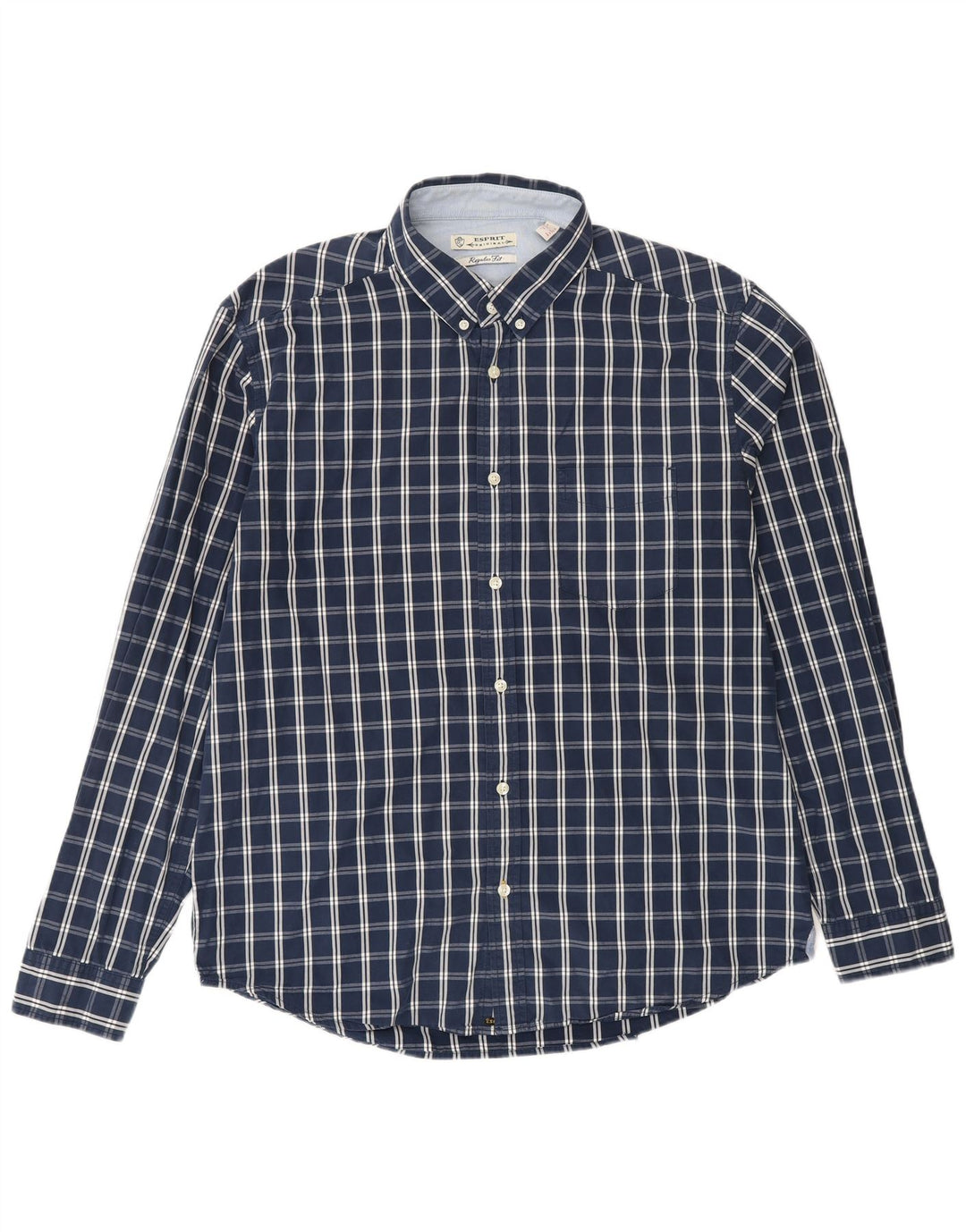 ESPRIT Herrenhemd XL, marineblau, kariert, Baumwolle