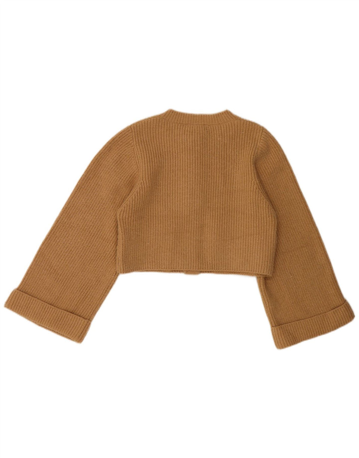 Zara Damen Crop Cardigan Pullover UK 12 Medium Beige