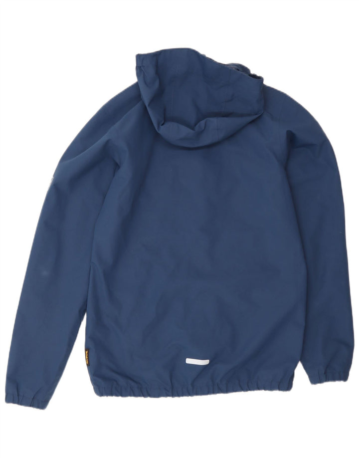 Jack Wolfskin Jungen-Regenjacke mit Kapuze, 13–14 Jahre, marineblaues Polyester