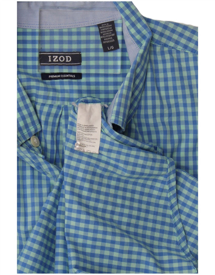 Izod Herrenhemd, groß, blau, Gingham-Baumwolle