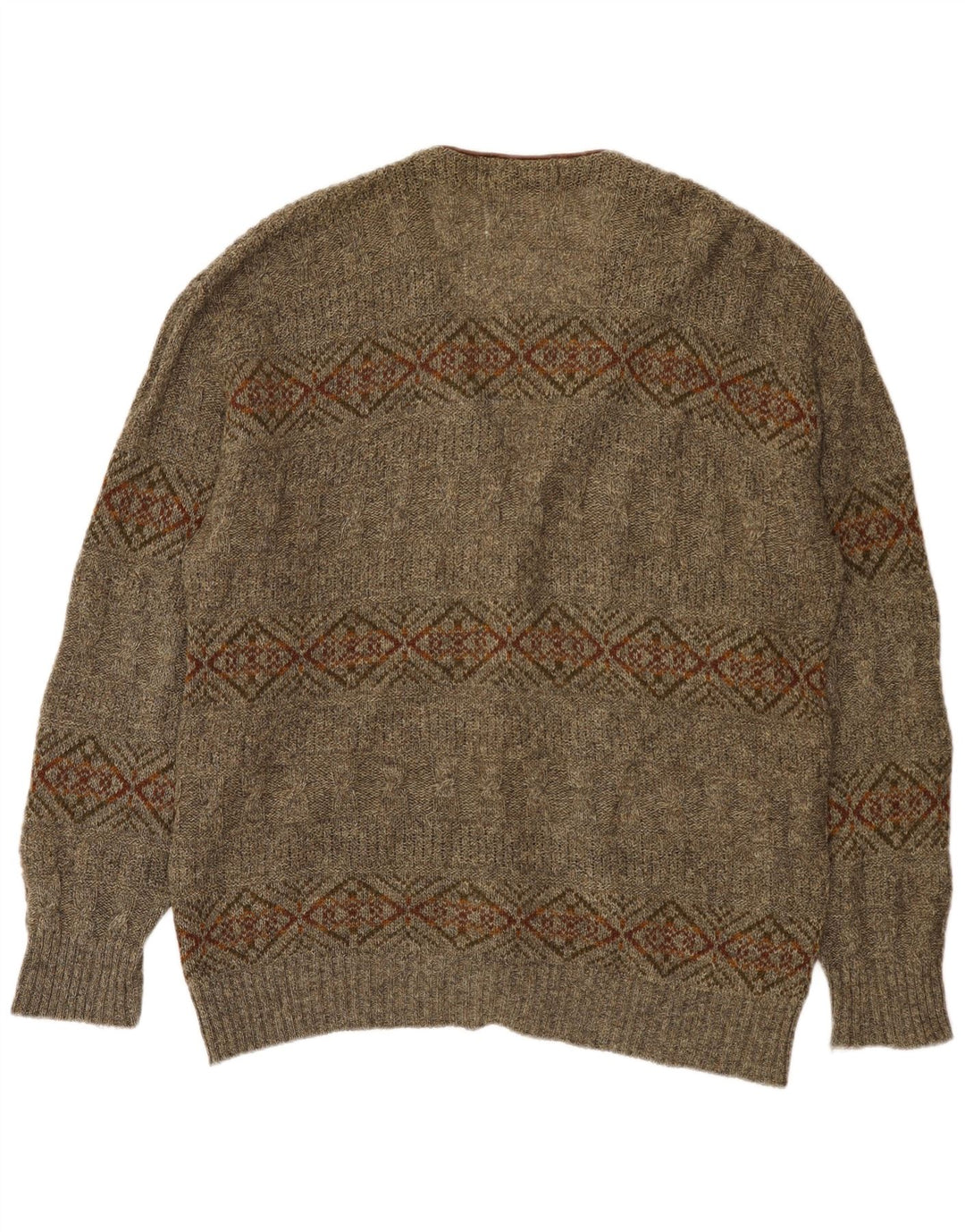 St Michael Herren Strickjacke XL Khaki Geometrische Wolle