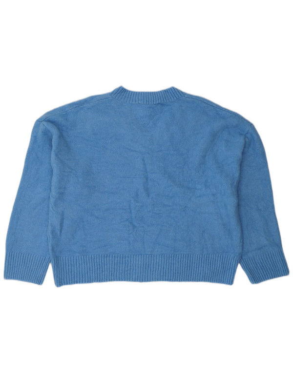 ZARA Damen-Pullover, übergroß, V-Ausschnitt, Gr. 18, XL, Blau, Acryl