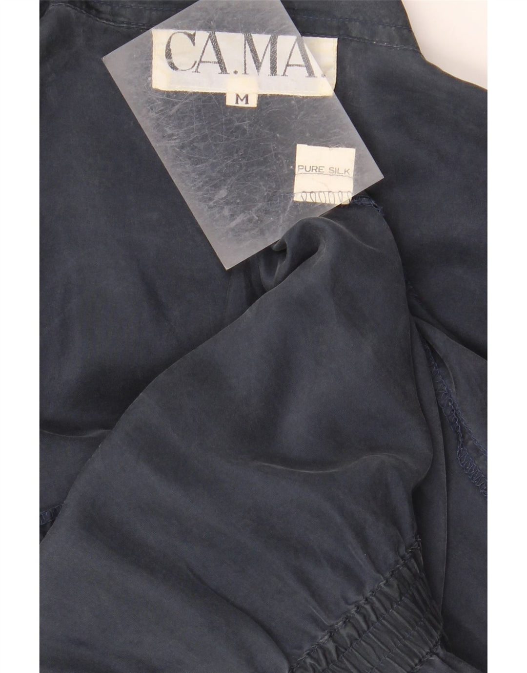 VINTAGE Damen Playsuit UK 14 Medium Marineblaue Seide