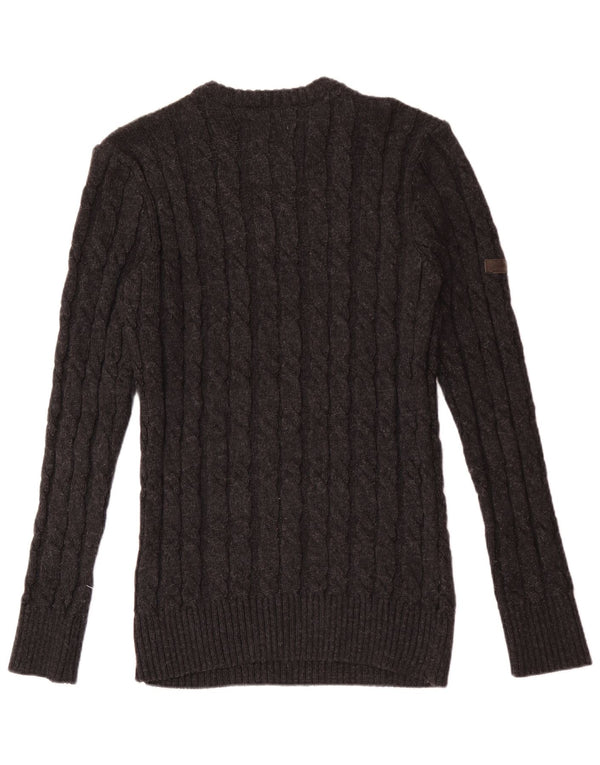 Superdry Herren-Pullover mit Rundhalsausschnitt, XL, graues Acryl
