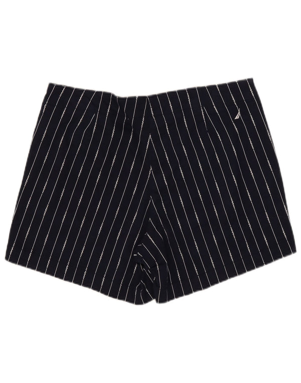 Nautica Damen Chino-Shorts US 12 Large W35 Marineblaue Nadelstreifen-Baumwolle