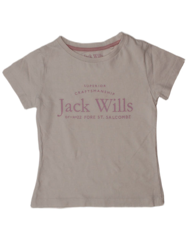 Jack Wills Mädchen-T-Shirt mit Grafik, Weiß, 5–6 Jahre