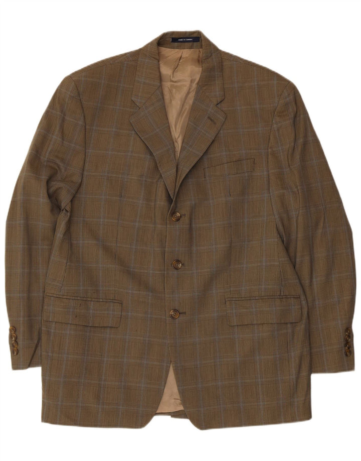 Chaps Ralph Lauren Herren-Blazer mit 3 Knöpfen, Gr. 40, groß, Khaki, kariert