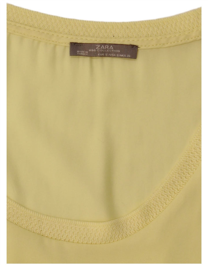 Zara Damen Bluse Top UK 10 Small Gelb