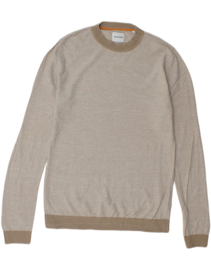JACK & JONES Mens Crew Neck Jumper Sweater Medium Beige Acrylic Vintage Jack & Jones and Second-Hand Jack & Jones from Messina Hembry 