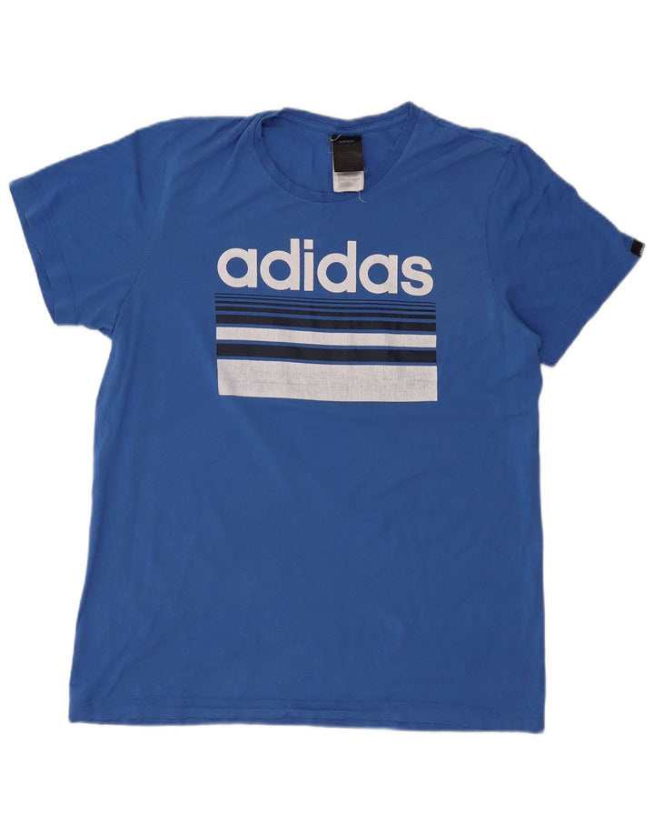 Adidas Herren Grafik T-Shirt Top Große blaue Baumwolle