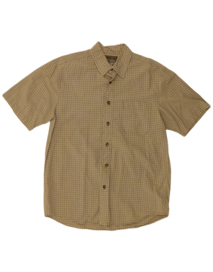 EDDIE BAUER Herren Kurzarmhemd Medium Khaki Check Baumwolle