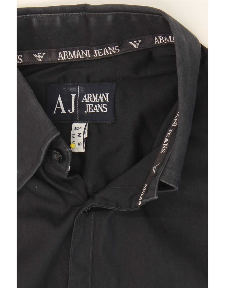 Armani Jeans Herrenhemd aus mittelblauer Baumwolle in Marineblau