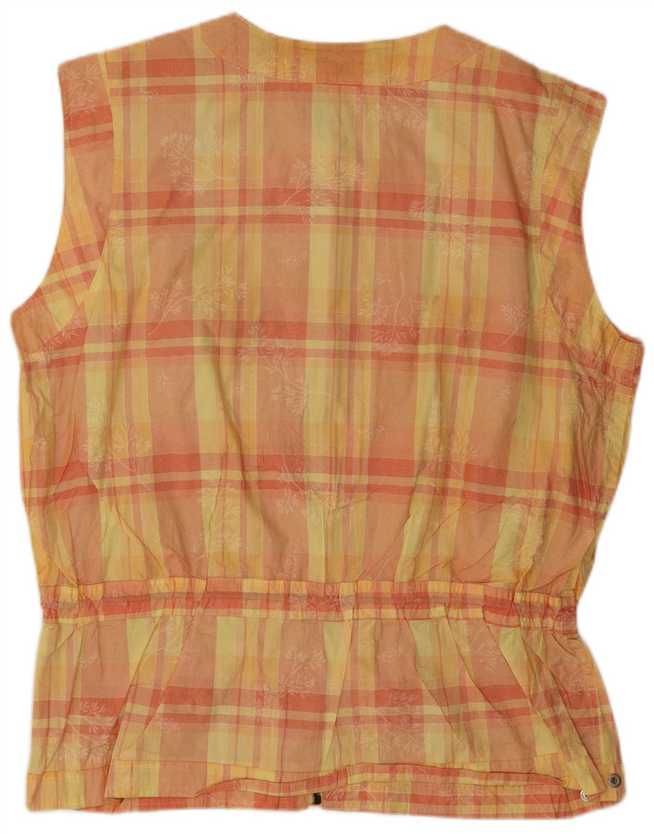 Vintage Damen Übergroße Weste IT 46 Große gelbe Karo-Baumwolle