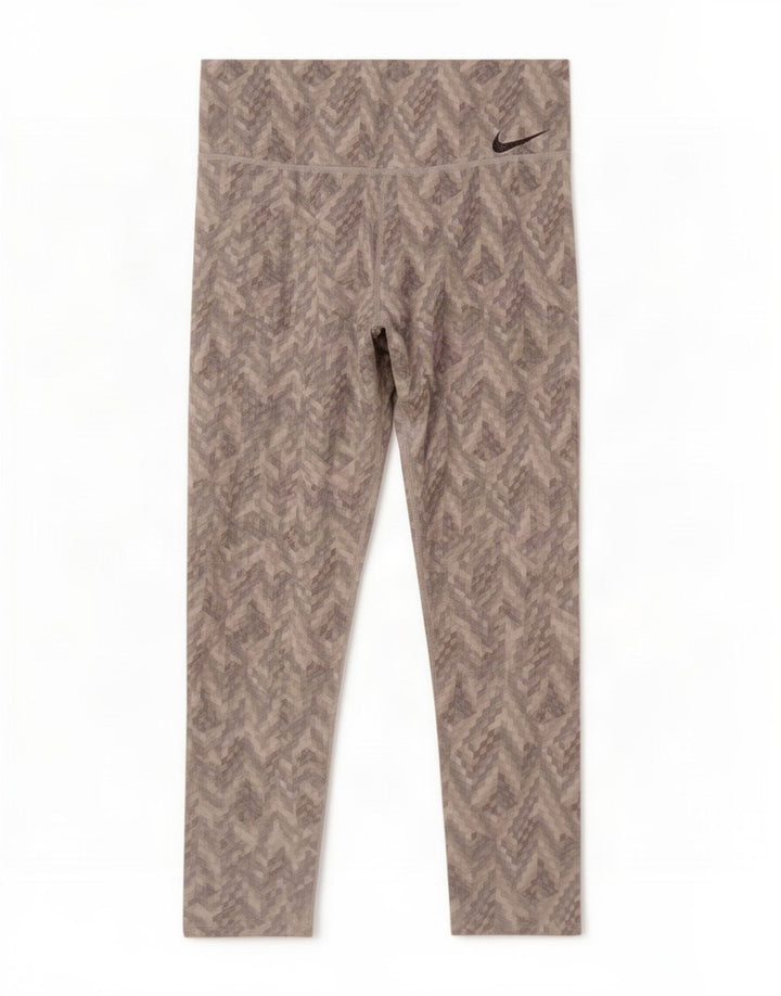 Nike Womens Dri Fit Crop Leggings UK 8 Small Graues geometrisches Polyester
