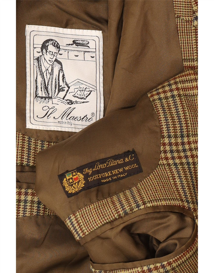 Vintage Herren 2-Knopf-Blazerjacke UK 40 Large Beige Houndstooth