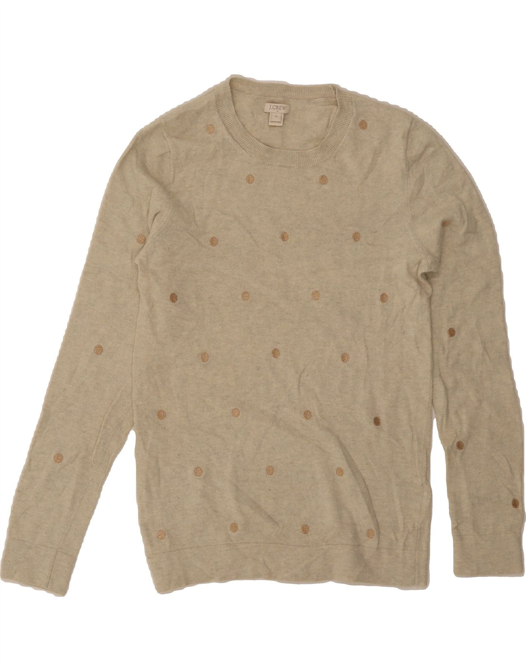 J. CREW Womens Crew Neck Jumper Sweater UK 12 Medium Grey Polka Dot Cotton Vintage J. Crew and Second-Hand J. Crew from Messina Hembry 