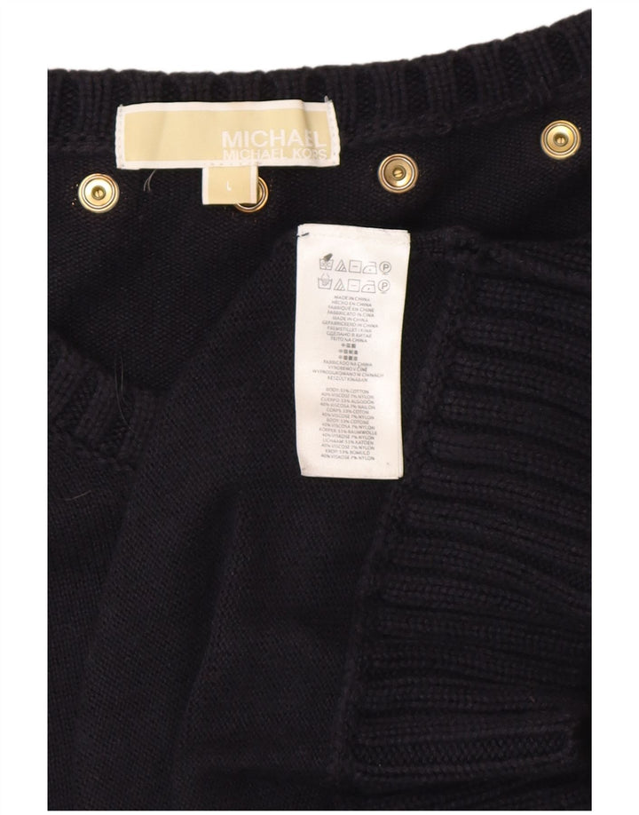 MICHAEL KORS Damen Pulloverkleid UK 14 Large Marineblau gepunktet