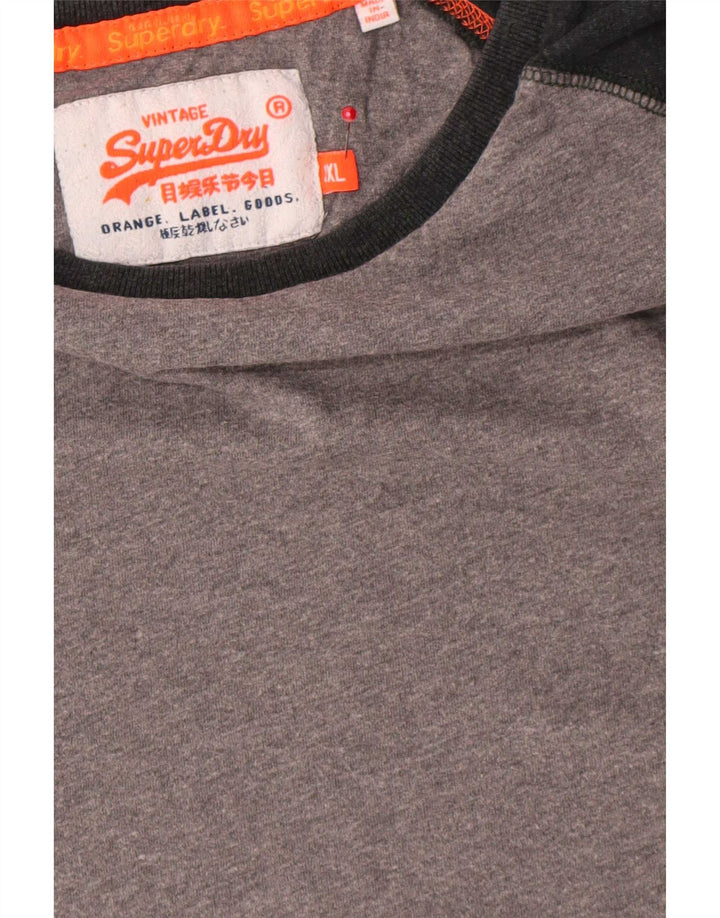 Superdry Herren-T-Shirt-Oberteil 2XL aus grauer Colourblock-Baumwolle