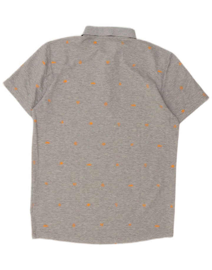 Adidas Herren-Poloshirt mit abstraktem Muster, UK 40/42, mittelgraue Baumwolle
