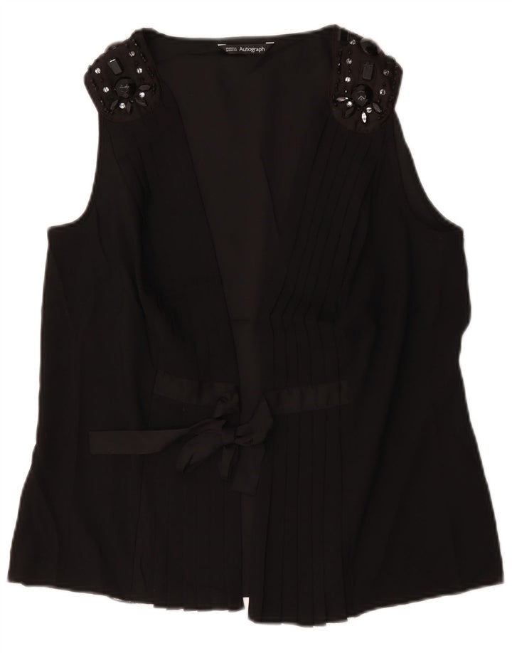 Marks & Spencer Damen Autograph Ärmelloses Blusenoberteil UK 12 Medium Schwarz