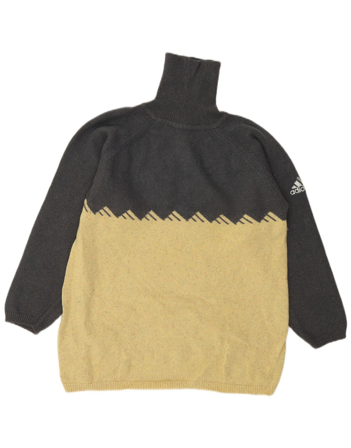 Adidas Herren-Pullover mit Rollkragen, Größe S, graue Farbblock-Wolle