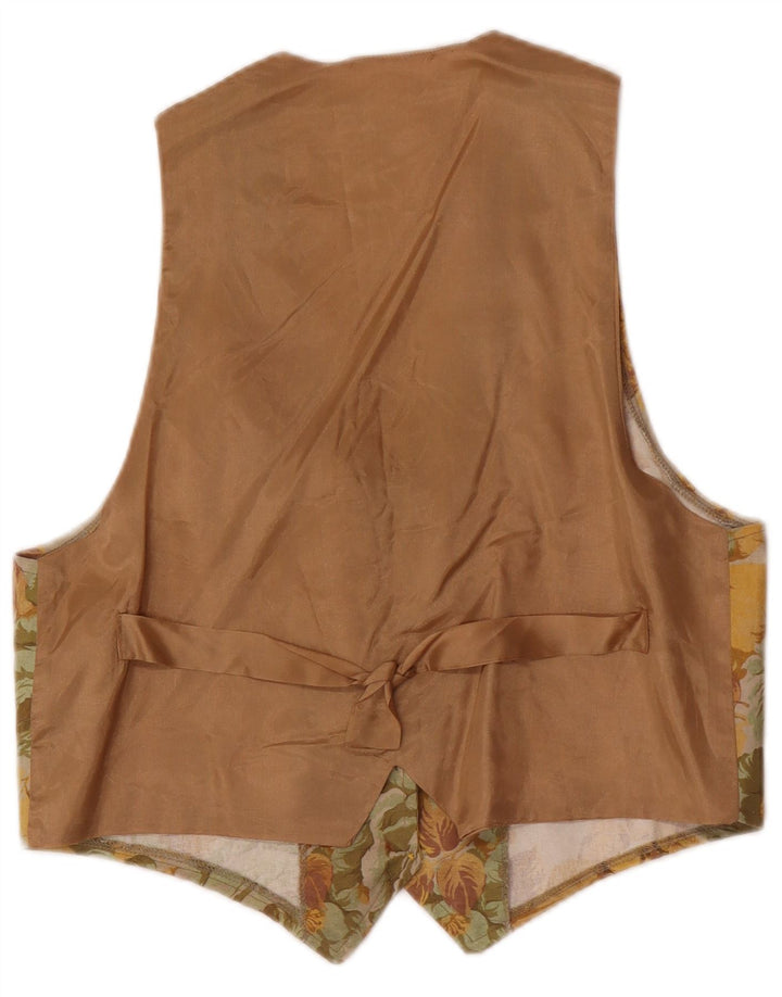 Vintage Damen Weste UK 12 Mittelbraun geblümt